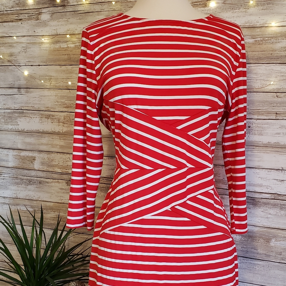 Rephyllis red & white stripe dress Sz Large